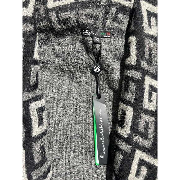 NWT Charlie B geometric jacquard Shawl poncho Charcoal Sz O/S - Picture 4 of 15